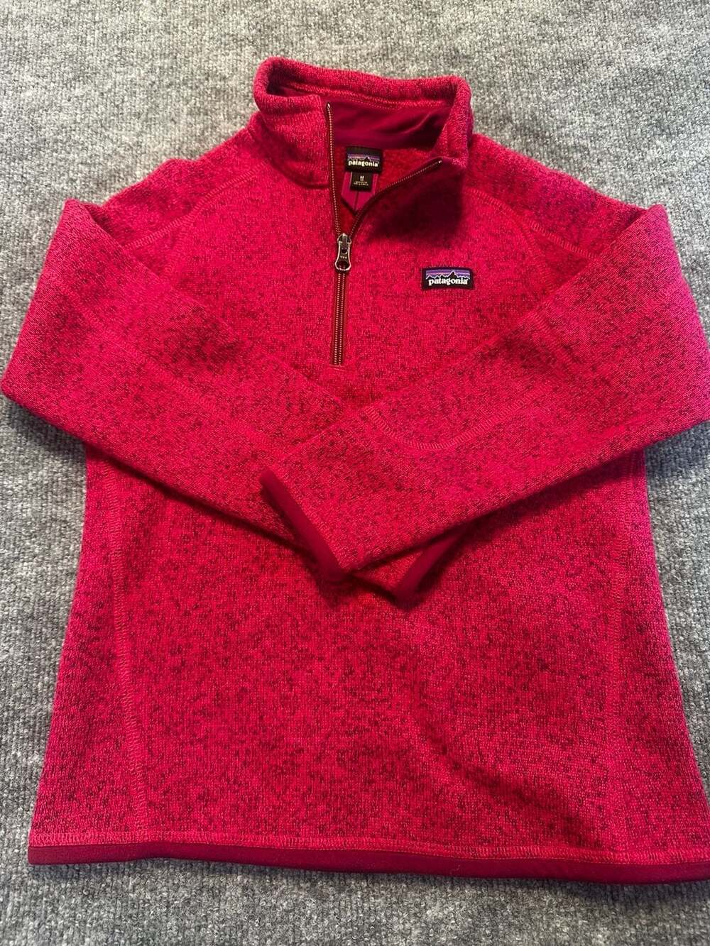 Patagonia Better Sweater 1/4 Zip Girls M 10 Knit Fleece Pullover Pink Heather